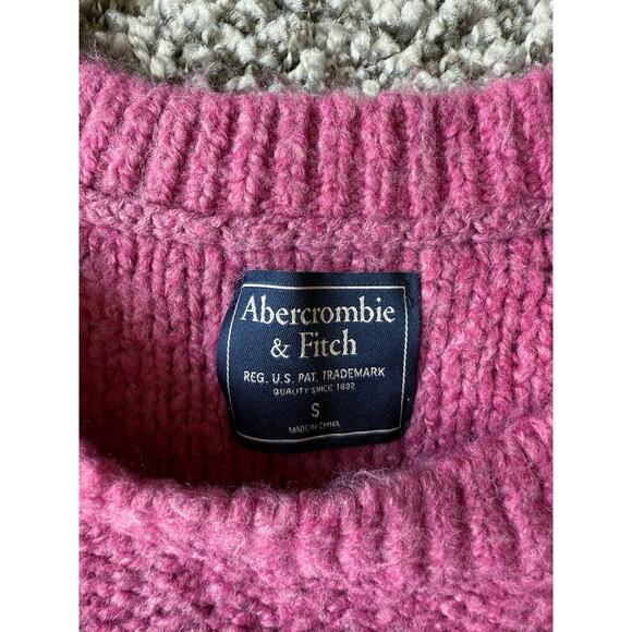 Abercrombie & Fitch Pink Wool Blend Knit Balloon Sleeve Crewneck Sweater Small - Picture 7 of 13